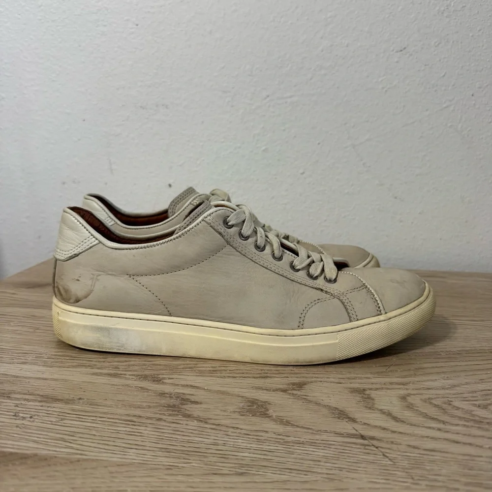 Frye Griege‎ Beige Leather Lace Up Sneakers Mens Size 11.5 Style 07004